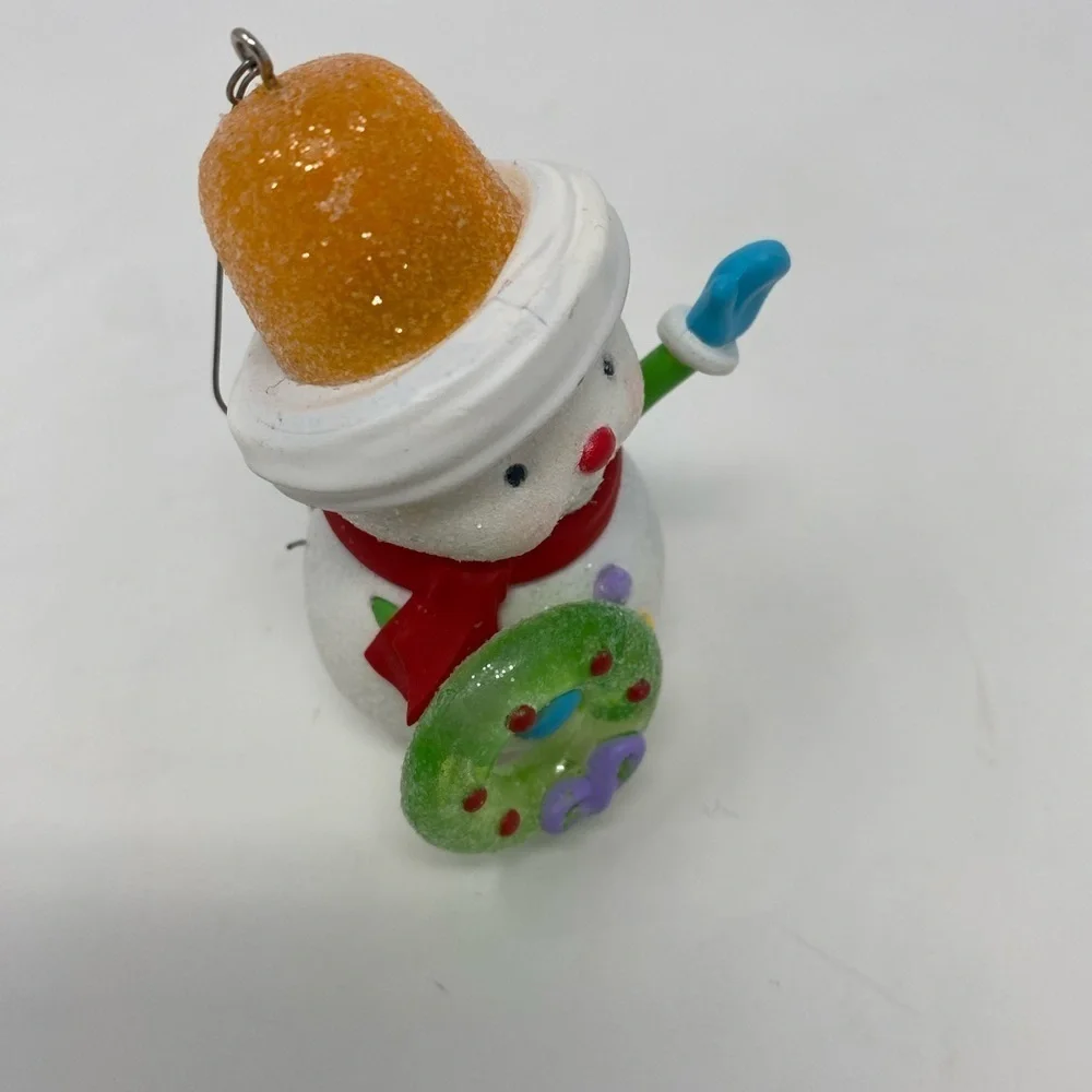 Glittery Snowman Ornament with Orange Hat